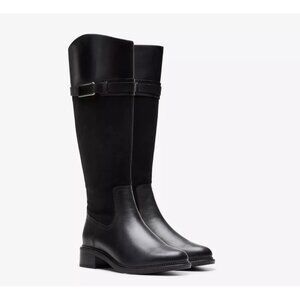NEW Clarks Maye Carly Knee-High Boots Womens 8 Black Leather Chic City Modern
